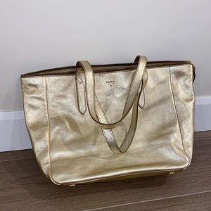 Gold fossil leather tote - hardly used